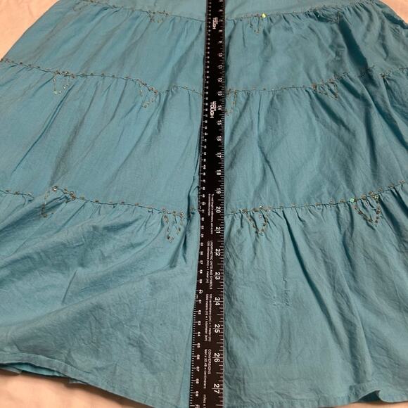 Vintage Tiered Western castle core midi skirt Coachella Boho with Bling Sz M - Picture 5 of 5